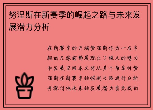 努涅斯在新赛季的崛起之路与未来发展潜力分析